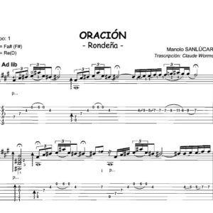 نت و تبلچر Oracion از مانولو سانلوکار