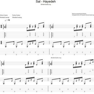 نت و تبلچر گیتار سال سال از هایده