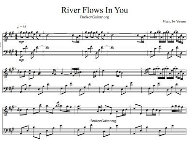 نت پیانو رودخانه در تو جاریست - یروما