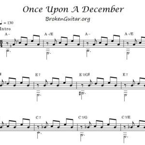 نت گیتار Once Upon A December تنظیم برای گیتار